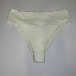 Beach Bunny Portia High Waisted Ribbed Bikini Bottoms White XL NWOT